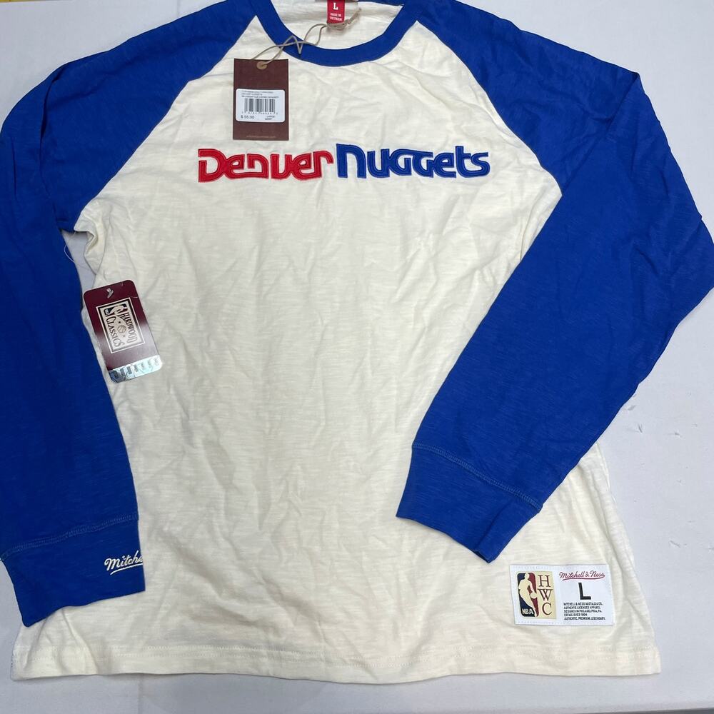 Denver Nuggets Mitchell & Ness NBA Hardwood Classics Baseball Style Shirt NWT